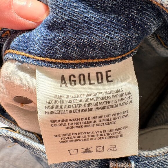 Agolde Leif Denim Slung Maxi Skirt Front Slit Size 27 - Picture 12 of 13